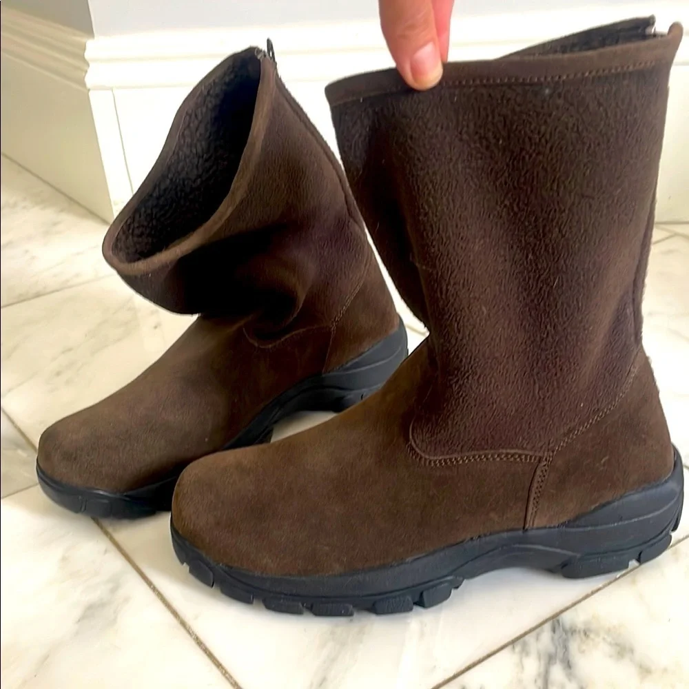 NWOT Land’s End Mens Brown Mid-calf Suede & Fleece Thick Sole Boot Size 7.5 (?)